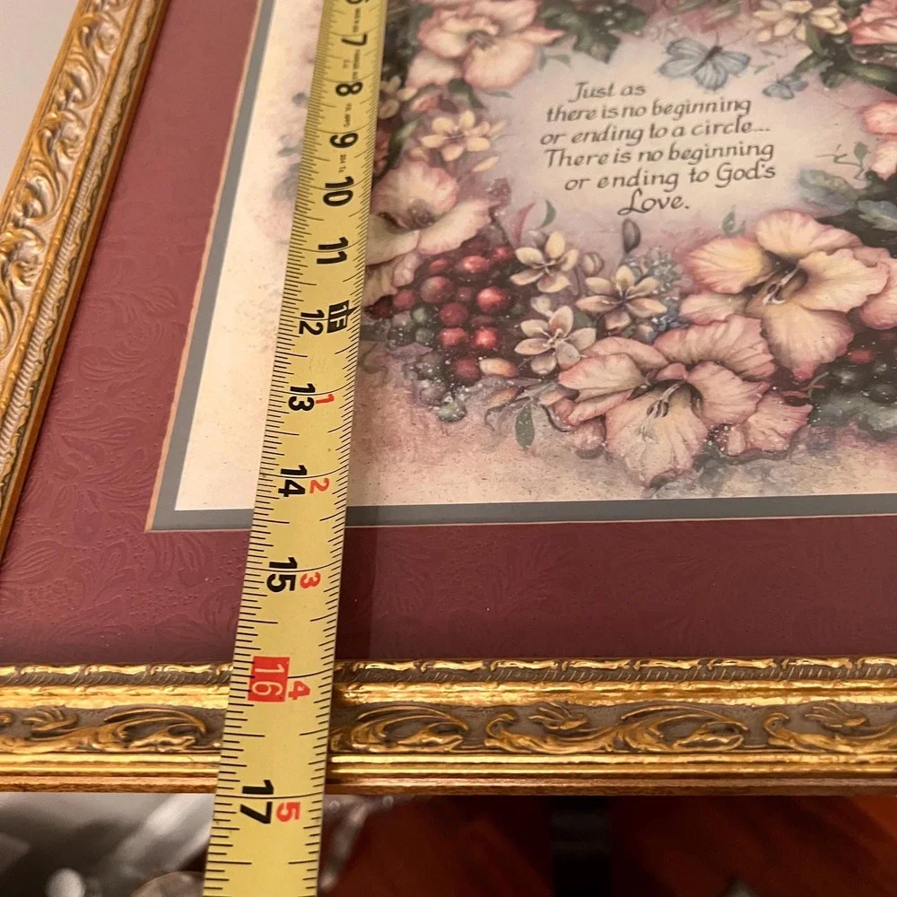 Home Interiors Jan Middleton Floral Wreath God's Love Framed Christian Wall Art